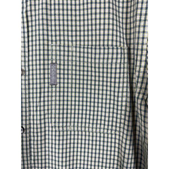 Columbia Mens Size M Long Sleeve Button Up Shirt Tan & Green Plaid - Picture 9 of 9